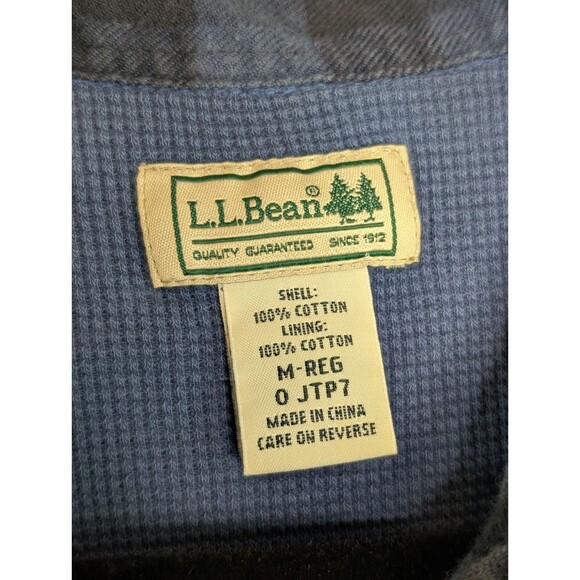 LL Bean Shacket Size M  Item 0 JTP7 VTG Plaid Blue Flannel Shirt Jacket Lined - Picture 3 of 6
